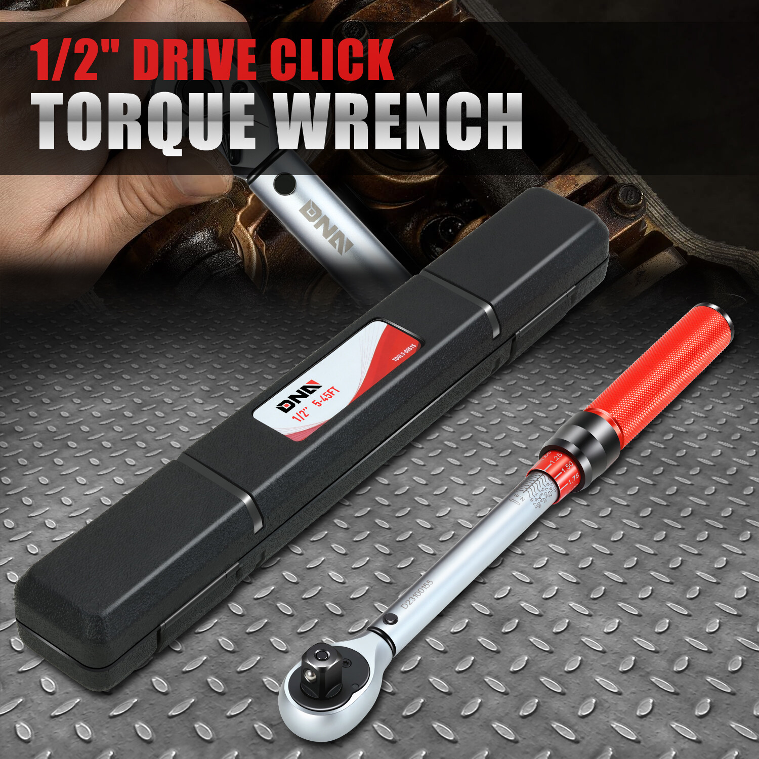 1/2″ Drive 5-45 IN.-LB / 6.78-61 N.M Click Torque Wrench Set w/ Storage Case
