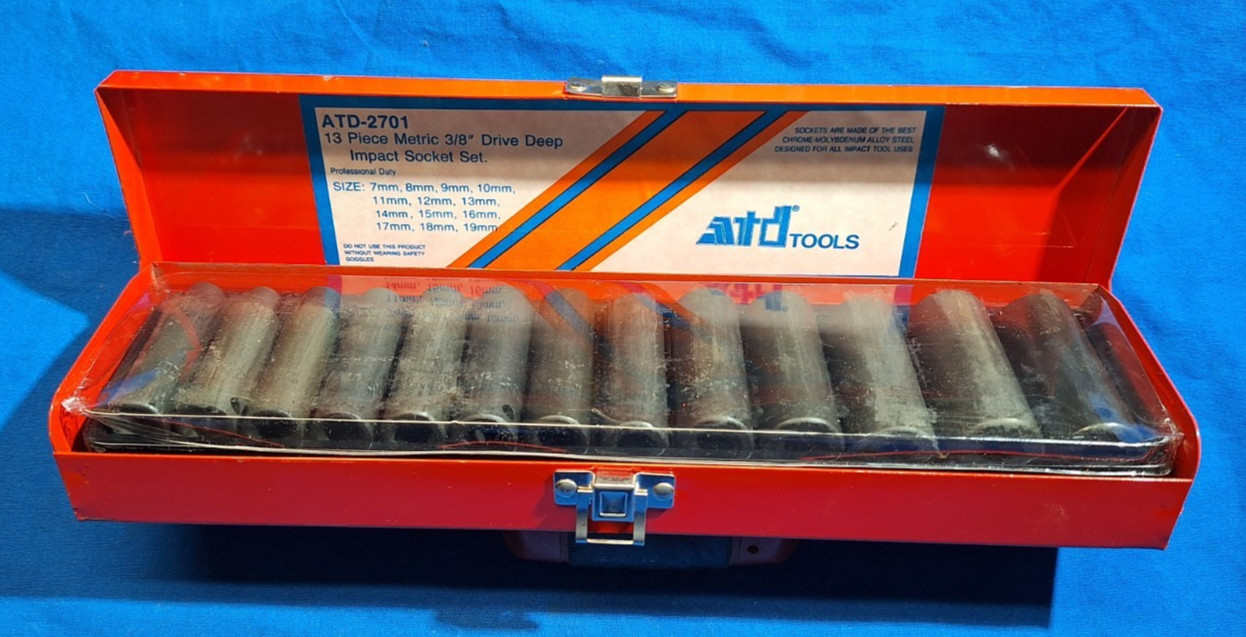 ATD Tools 2701 13 pc 3/8″ drive METRIC deep 6 point impact socket set 7mm-19mm