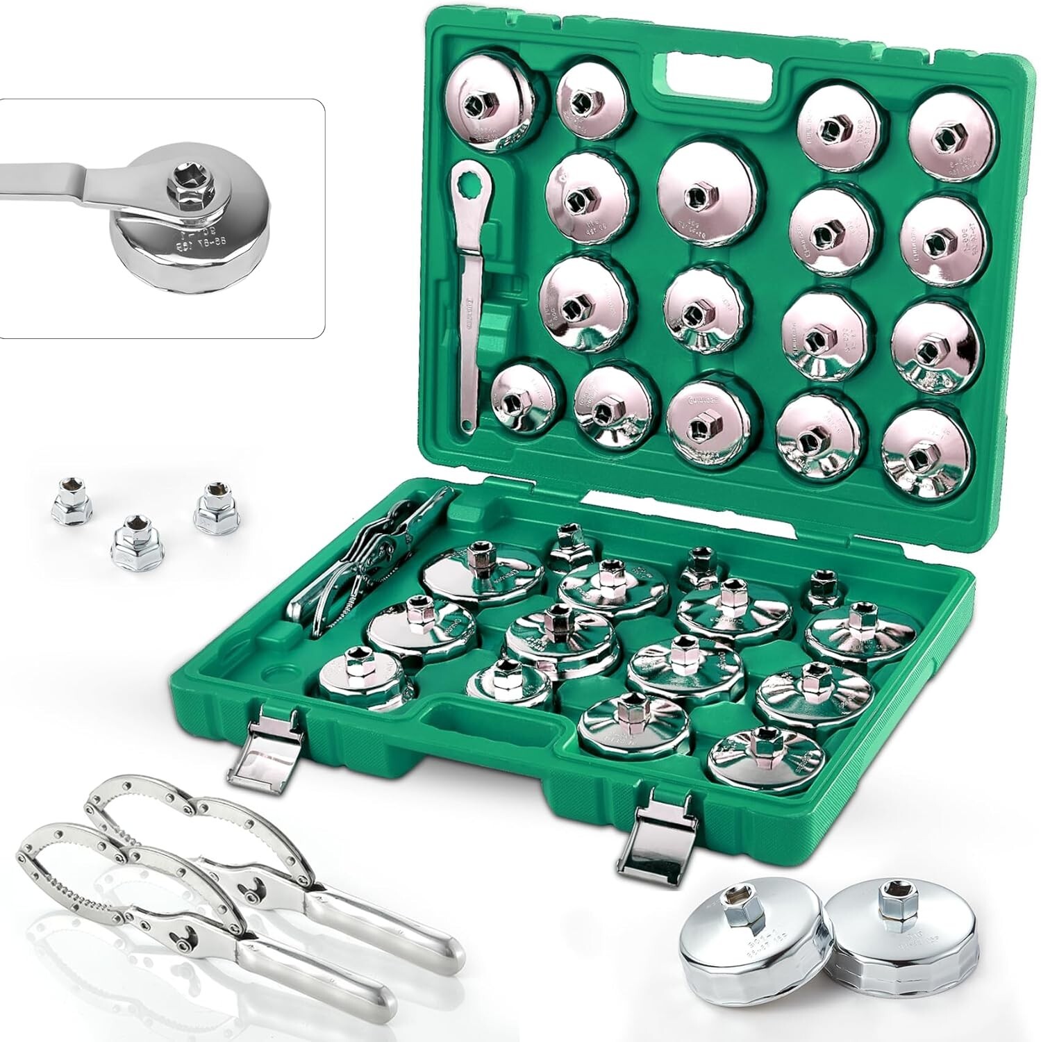 35Pcs Oil Filter Socket Wrench Cup Type Cap Removal Set Added Porsche Volvo etc.