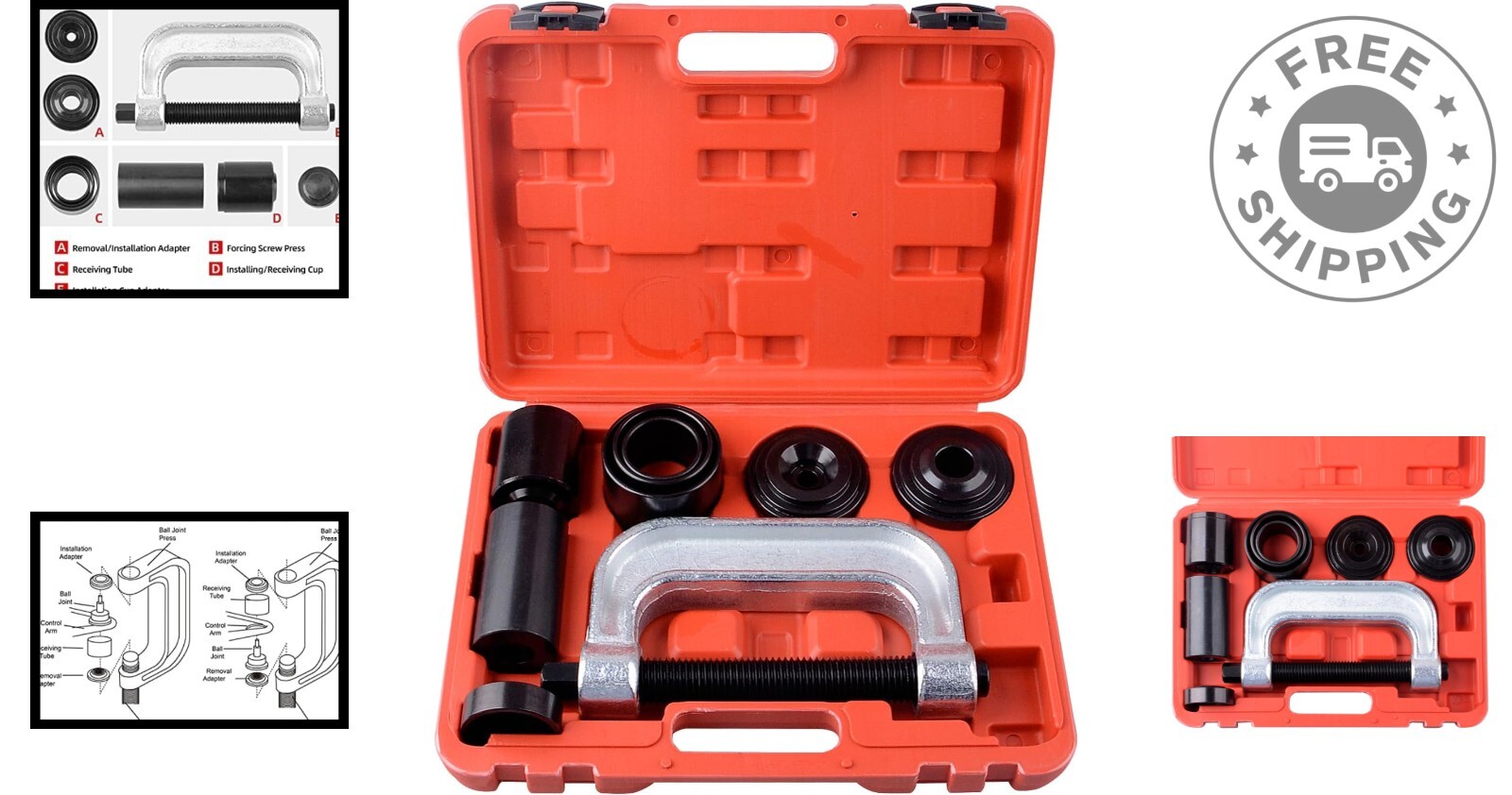 Heavy-Duty Ball Joint & U Joint Service Kit with 4WD Adapters and Storage Case