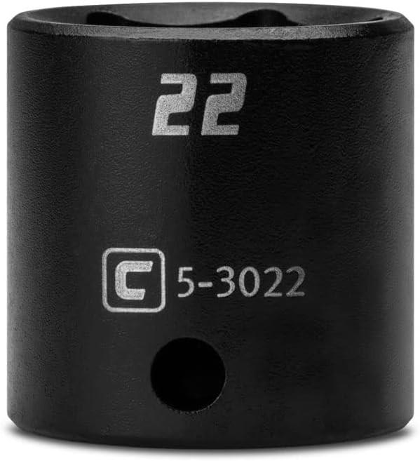 Professional 22 mm Shallow Impact Socket, 3/8-Inch, Manganese Phosphate Coated