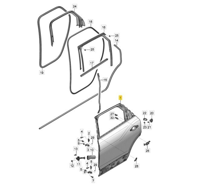 2017-2020 Bentley Bentayga Door Seal Inner 36A 833 721 B