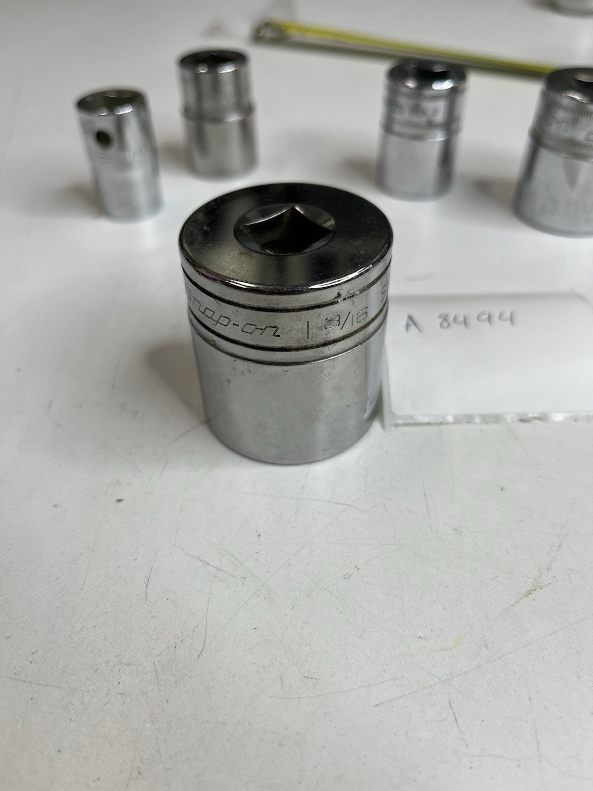 A-8494 Snap-on 1/2” Drive Chrome Socket Lot SAE Metric 9/16 3/4 19mm 20mm 1-3/16