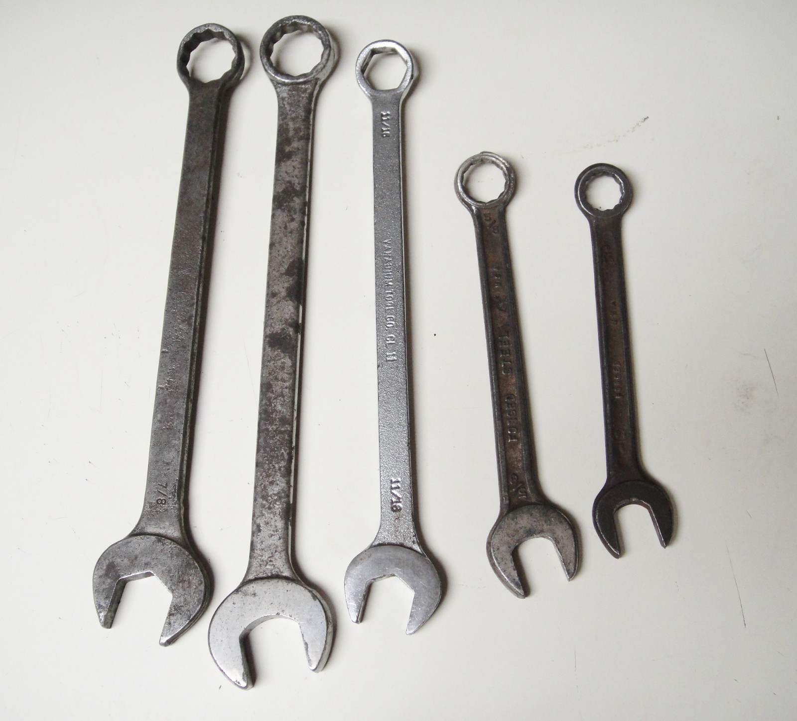 LOT of 5 VINTAGE COMBINATION WRENCH 12 POINTS 11/16 IS 6 POINT; MAC&OTHER BRANDS