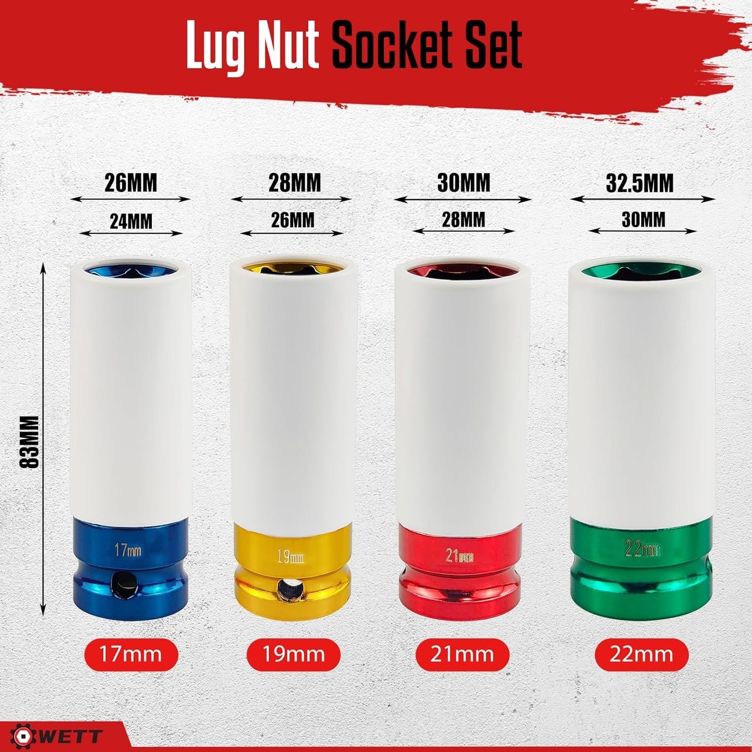 Specific 4-Pc 1/2″ Drive Impact Socket Set – 6-Point Design for Secure Handling