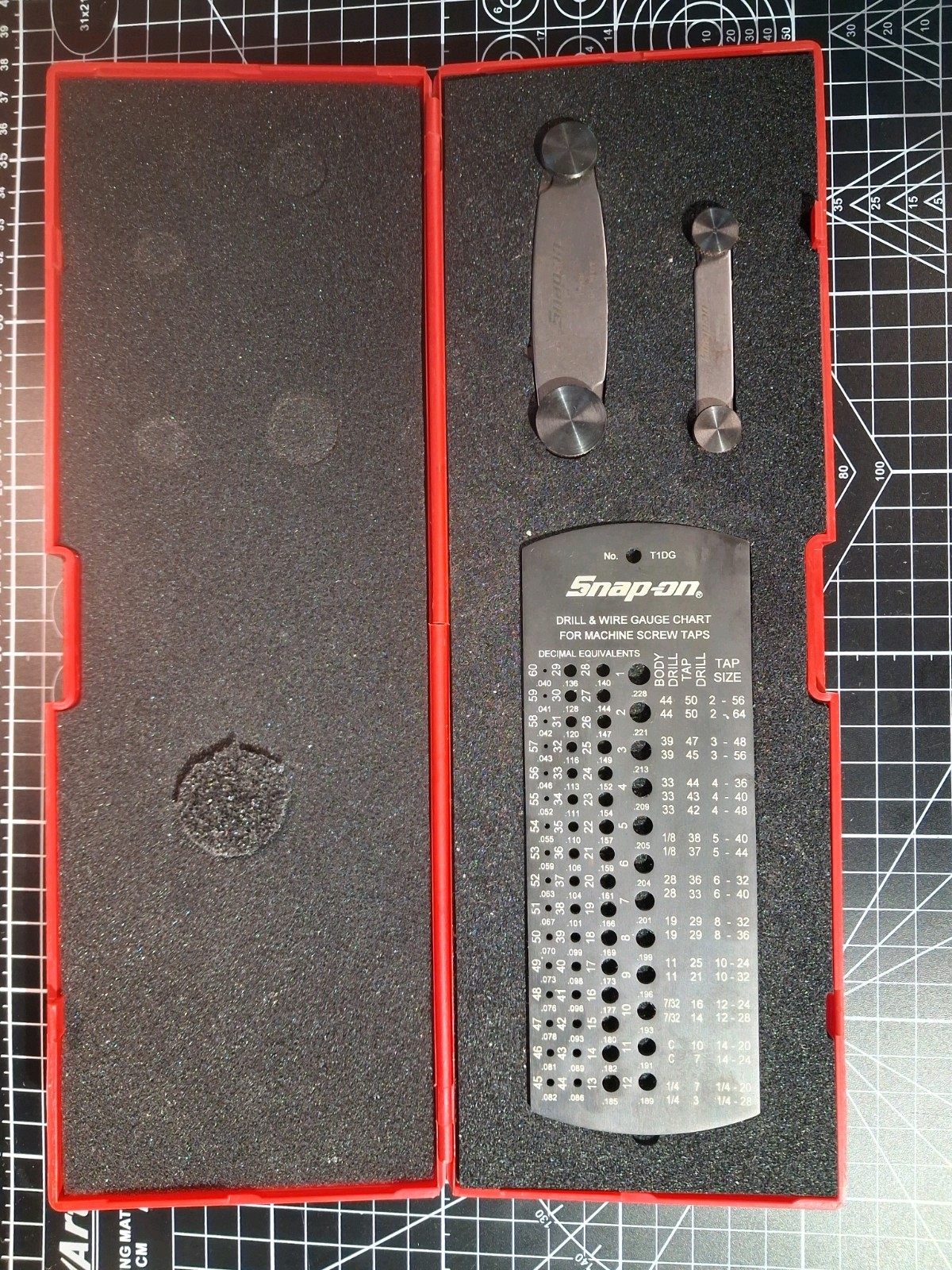 Snap On T60K Drill And Wire Gauge Chart And Thread Combs T27GS & T28GM