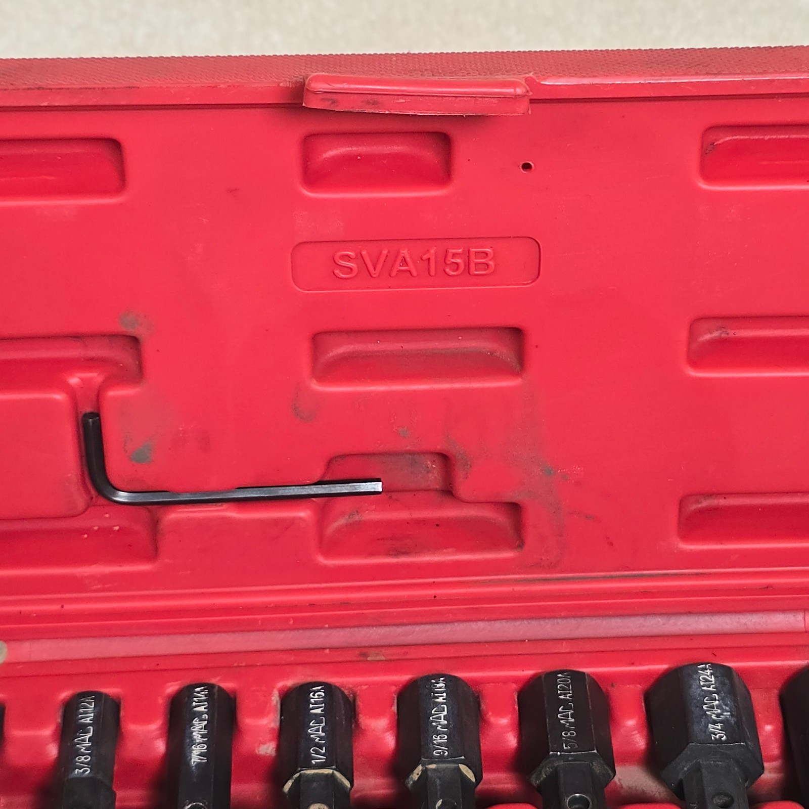 Mac Tools 16pc Hex Bit Driver Set Metric SAE SVA15B Case 8mm-19mm
