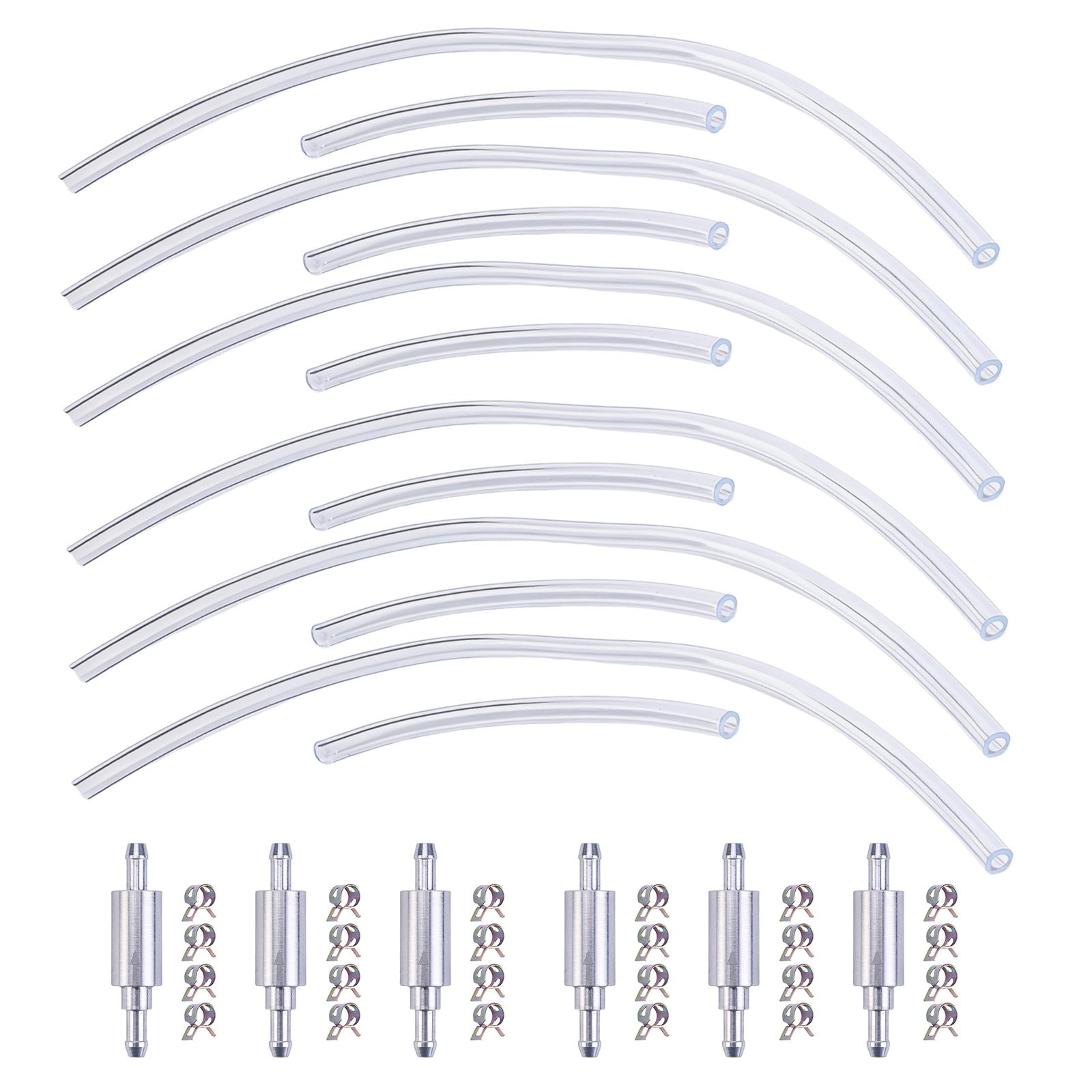 6Pcs Brake Bleeder Hose, One Way Check Valve Tube Bleeding Tool Kit Silver US
