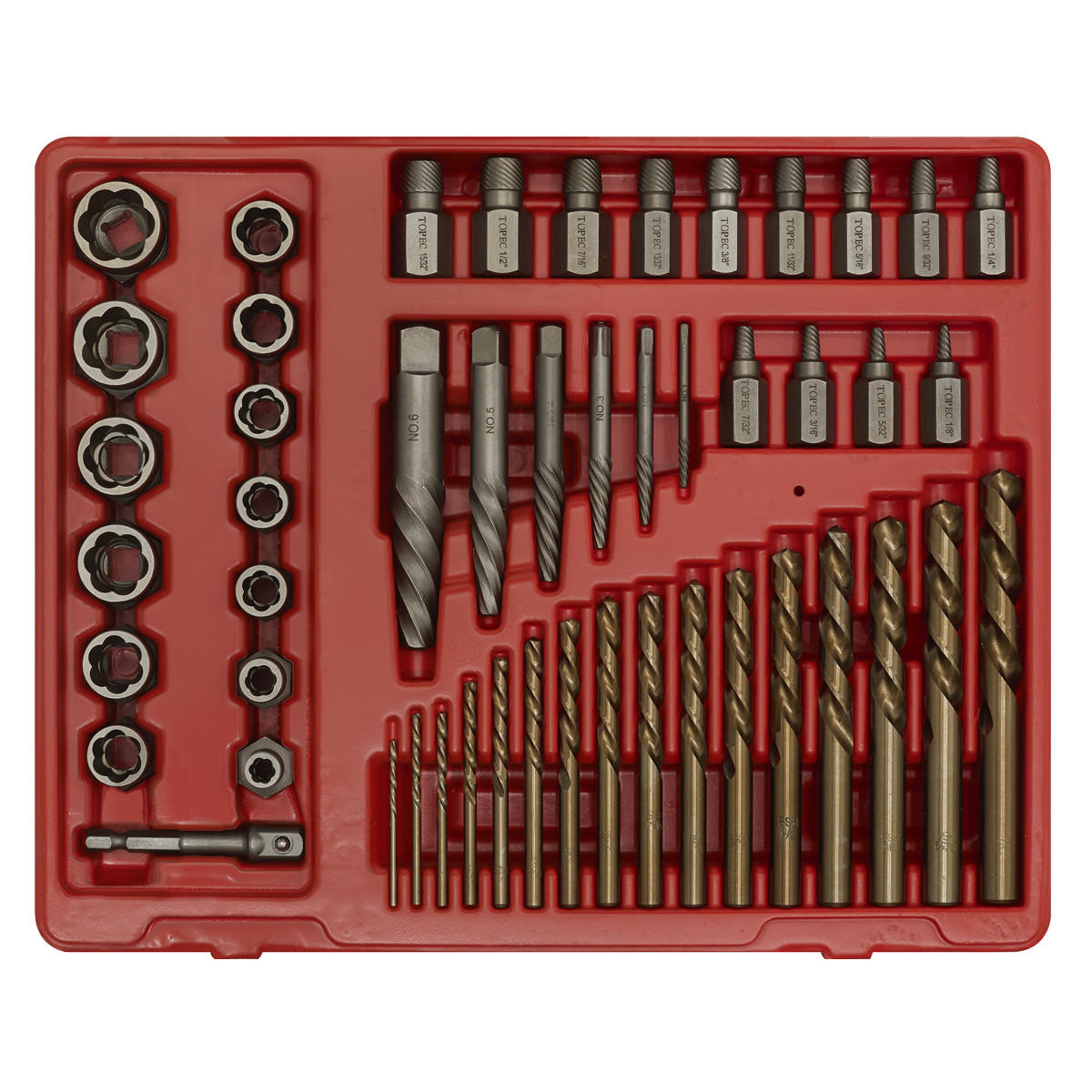 Sealey 49 Pieces 3/8″ Square Drive Master Extractor Set In Storage Case AK8149