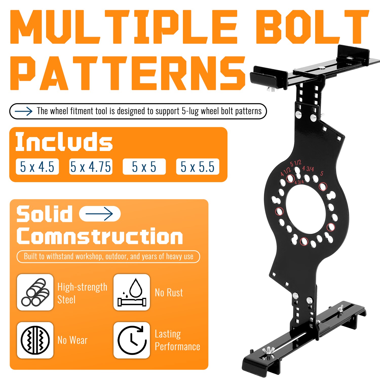 5-Lug Pattern 14″-22″ Wheel Fitment Simulator Tool Tire Size For Measurement