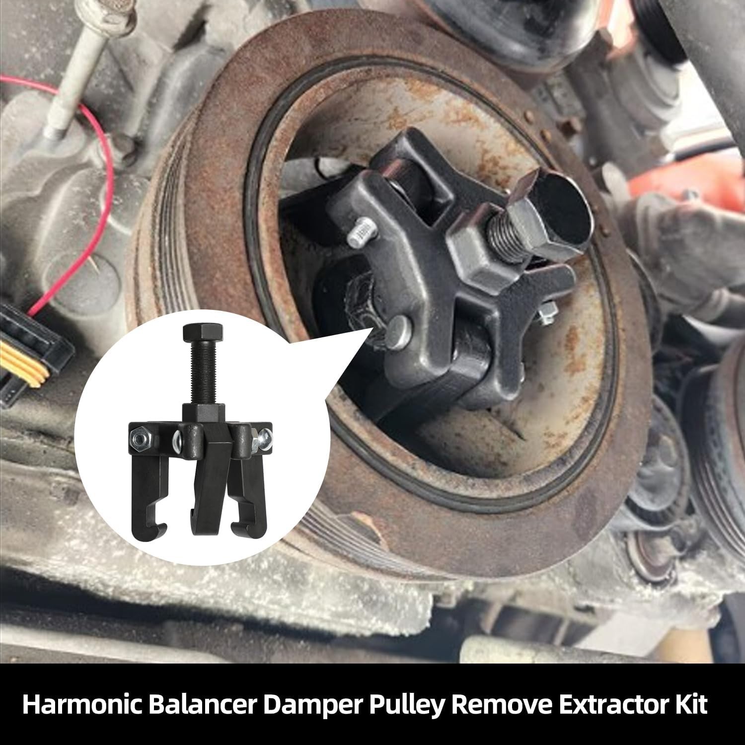 Universal Harmonic Damper Pulley Puller Kit for Ford, GM, Chrysler & More