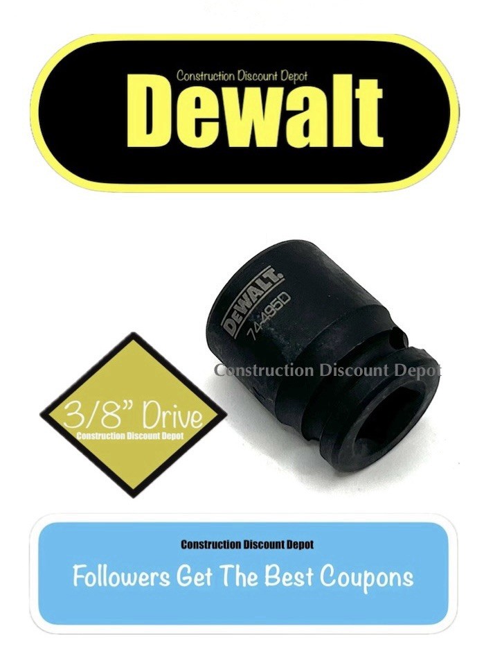 Dewalt EASY READ 3/8″ Drive 16mm Shallow 6 Point Black Impact Socket 74-495