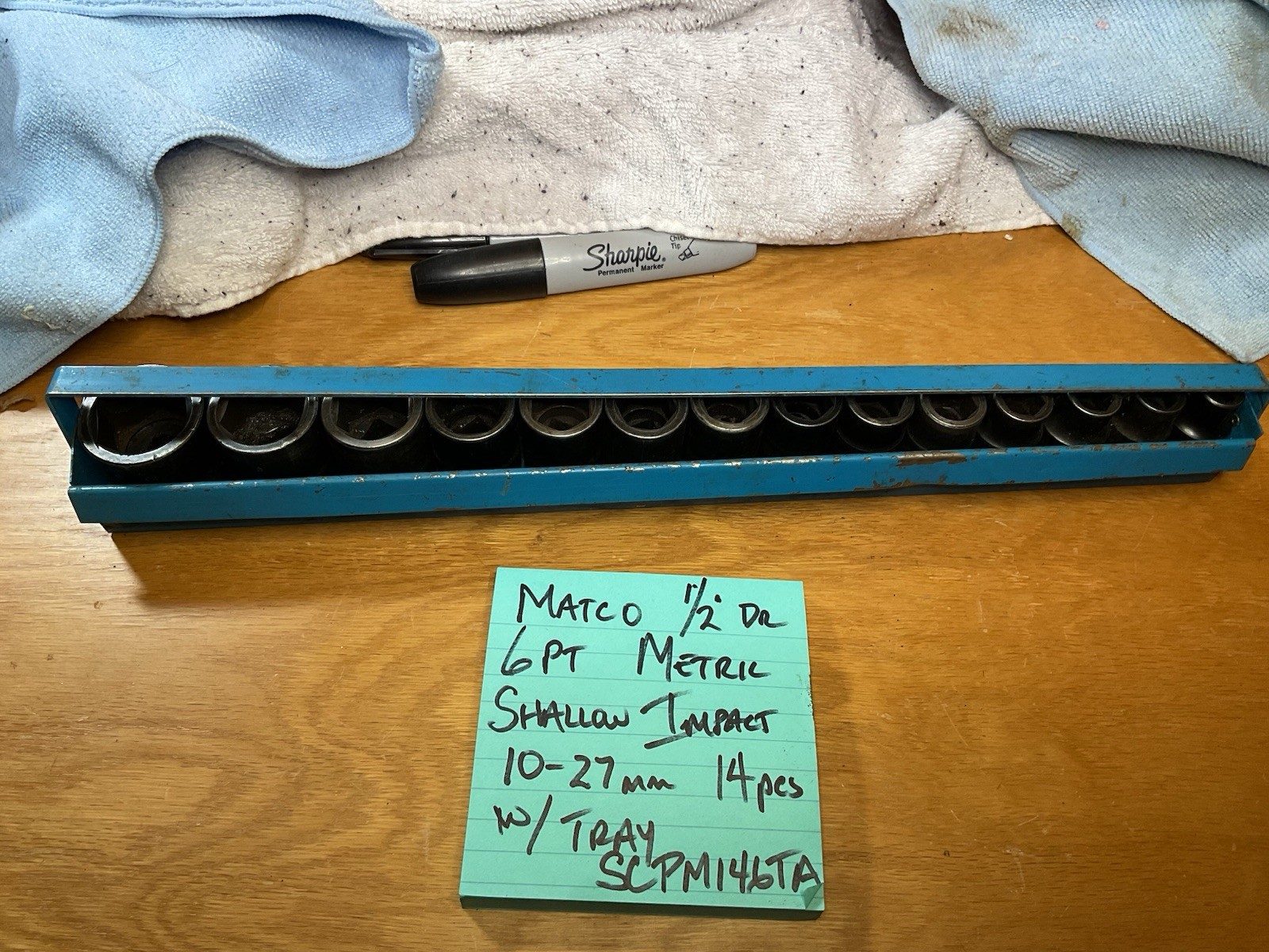 MATCO SCPM146TA 1/2″ Dr. 6Pt. Metric, Impact, Shallow Skt. Set (10-27mm) w/Tray