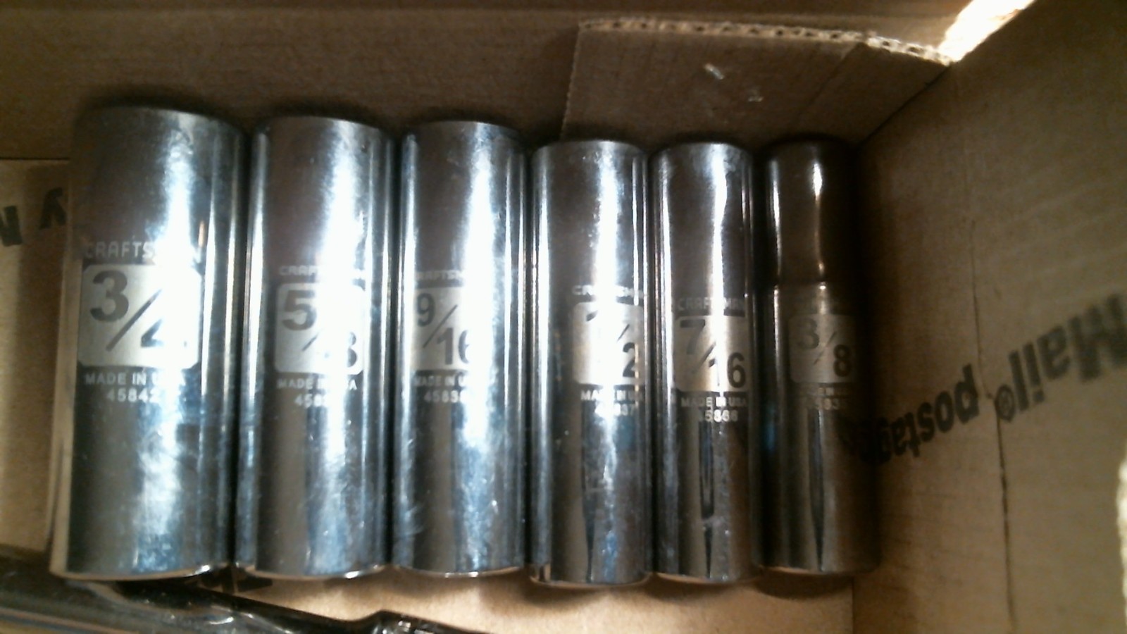 AG Craftsman Tools 6 UNUSED 3/8″ DR. 6PT LONG SAE 5/8 7/16 1/2 9/16 5/8 3/4