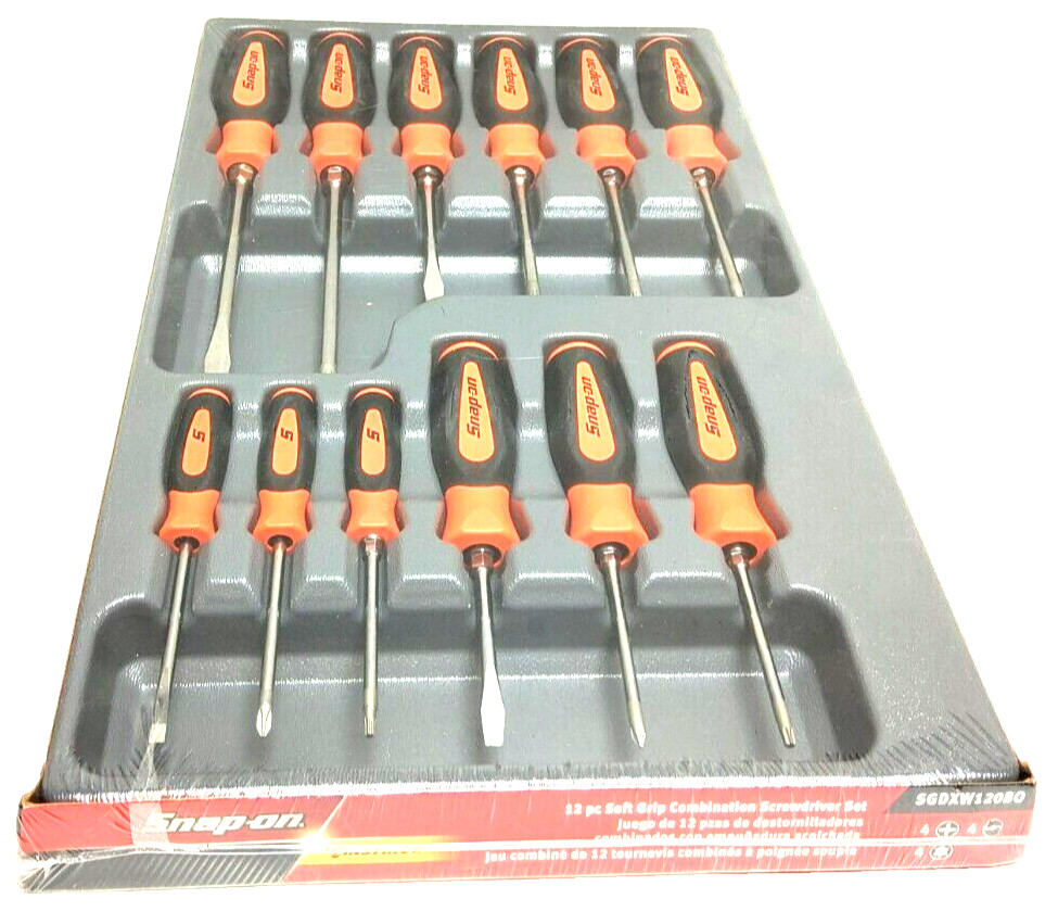 New Snap-on™ SGDXW120BO 12pc Orange Soft Grip Combination Screwdriver Set Sealed