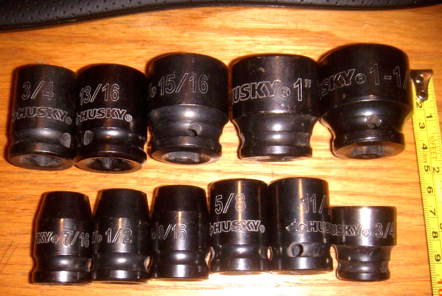 11 HUSKY SAE IMPACT 1/2″ DR 6 POINT SOCKETS NEW HEAY DUTY 1-1/16 TO 7/16