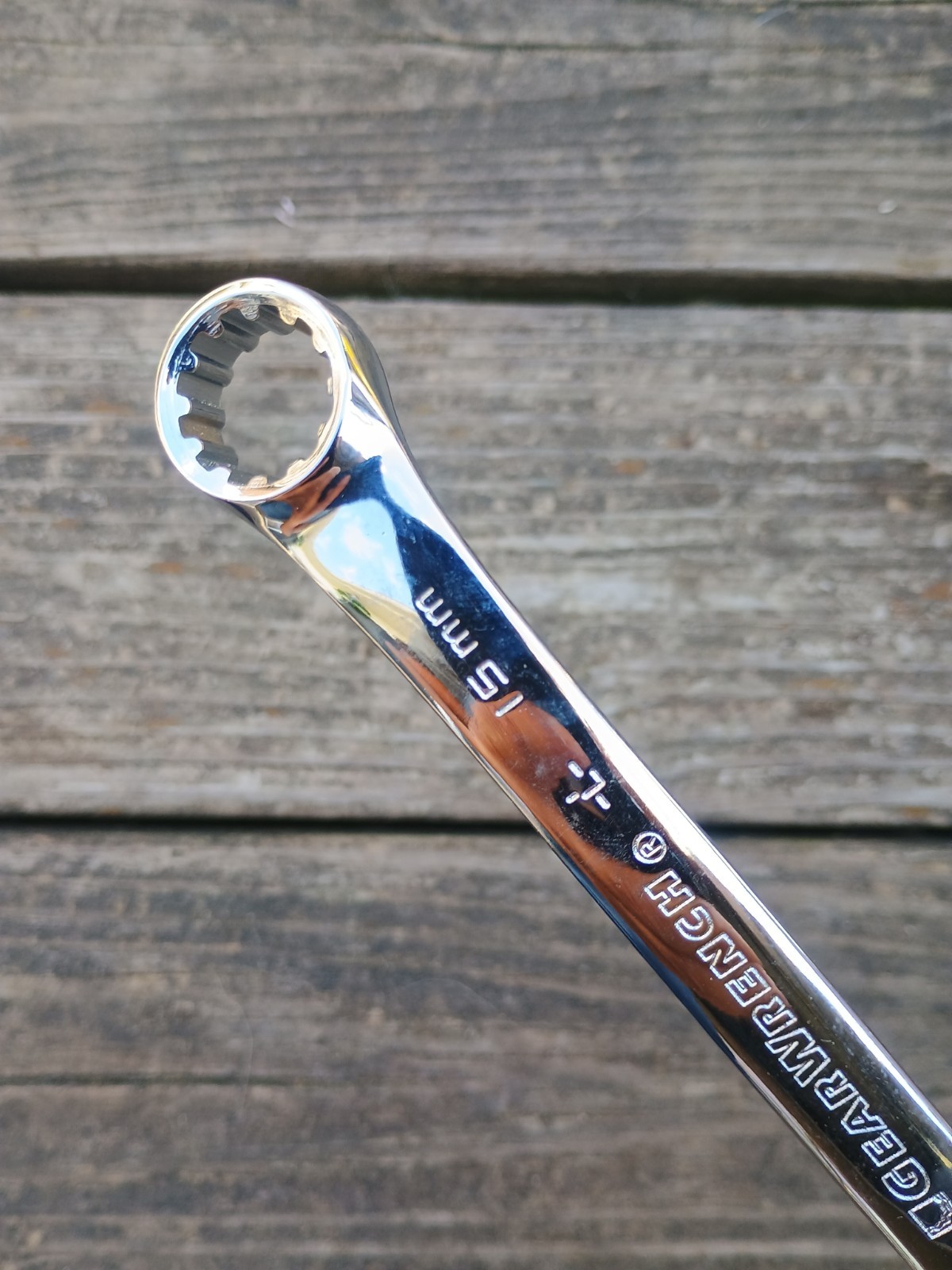 Gear Wrench 15mm Combination Wrench 12 Point Polished Chrome 7.75″ Long