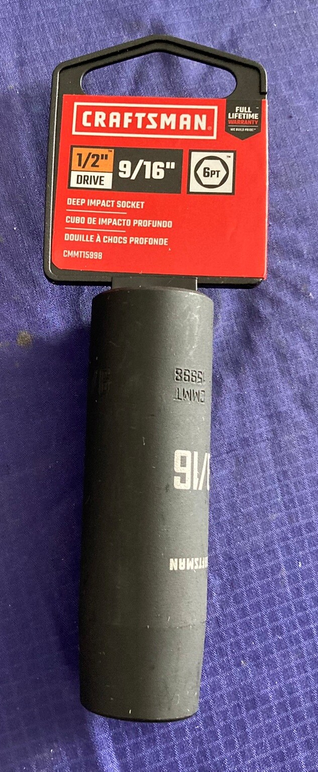 RP3472 Craftsman 1/2″ Drive 9/16″ SAE Deep Impact Socket Black CMMT15998 NEW