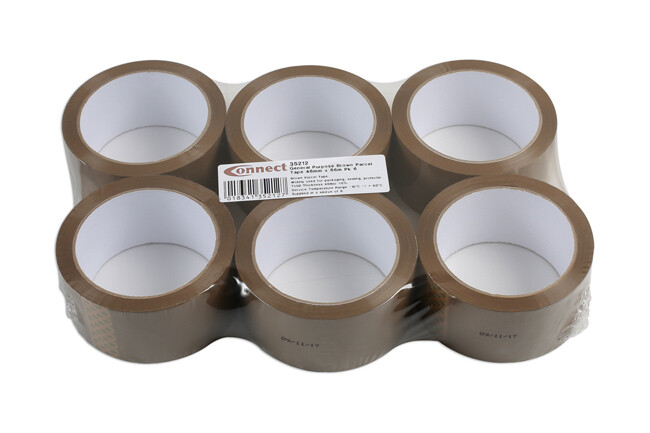 Connect 35212 General Purpose Brown Parcel Tape 48mm x 66m Pk 6