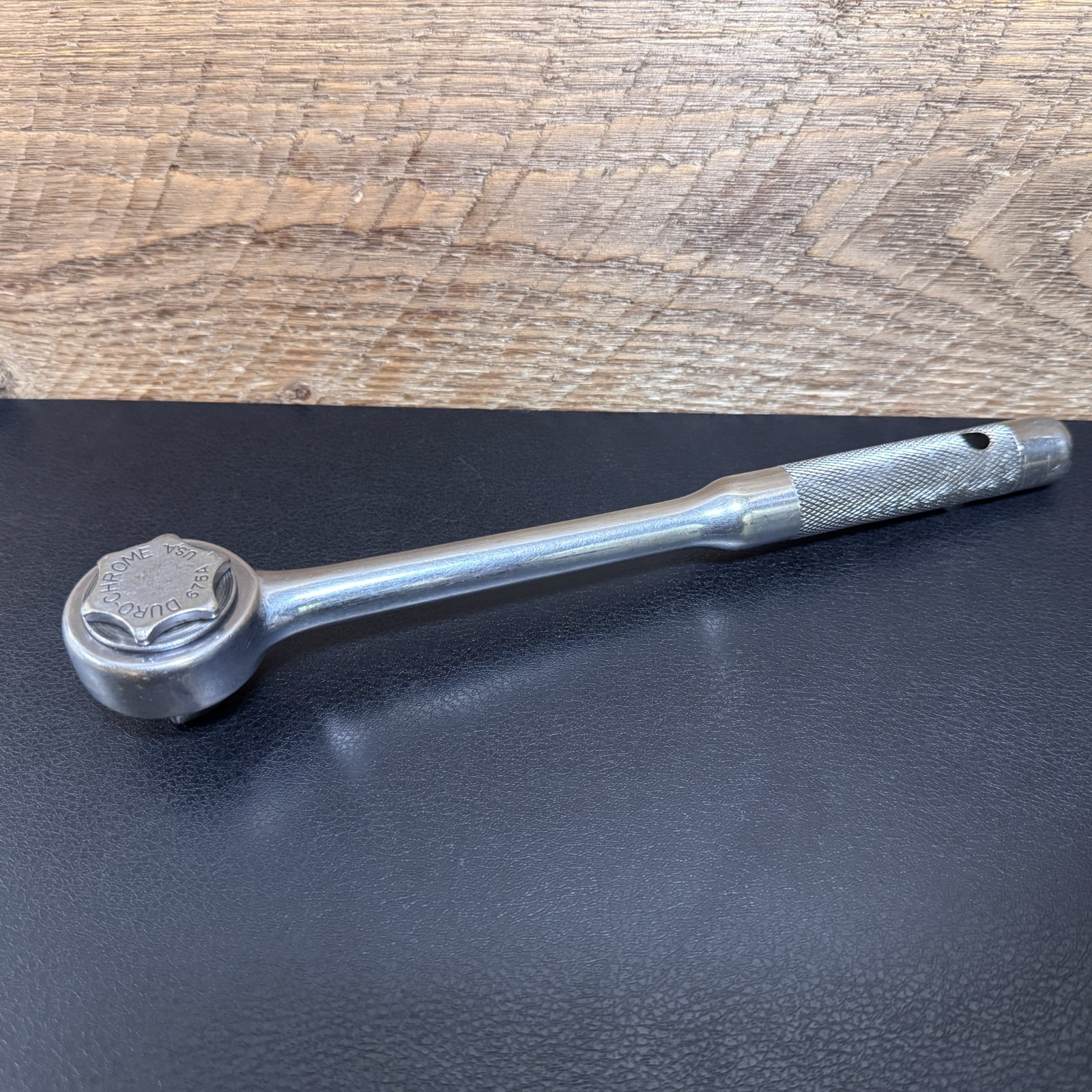 DURO-CHROME 675A 1/2 Drive Ratchet Reversible w/ Knurled Handle 10″ Vintage USA