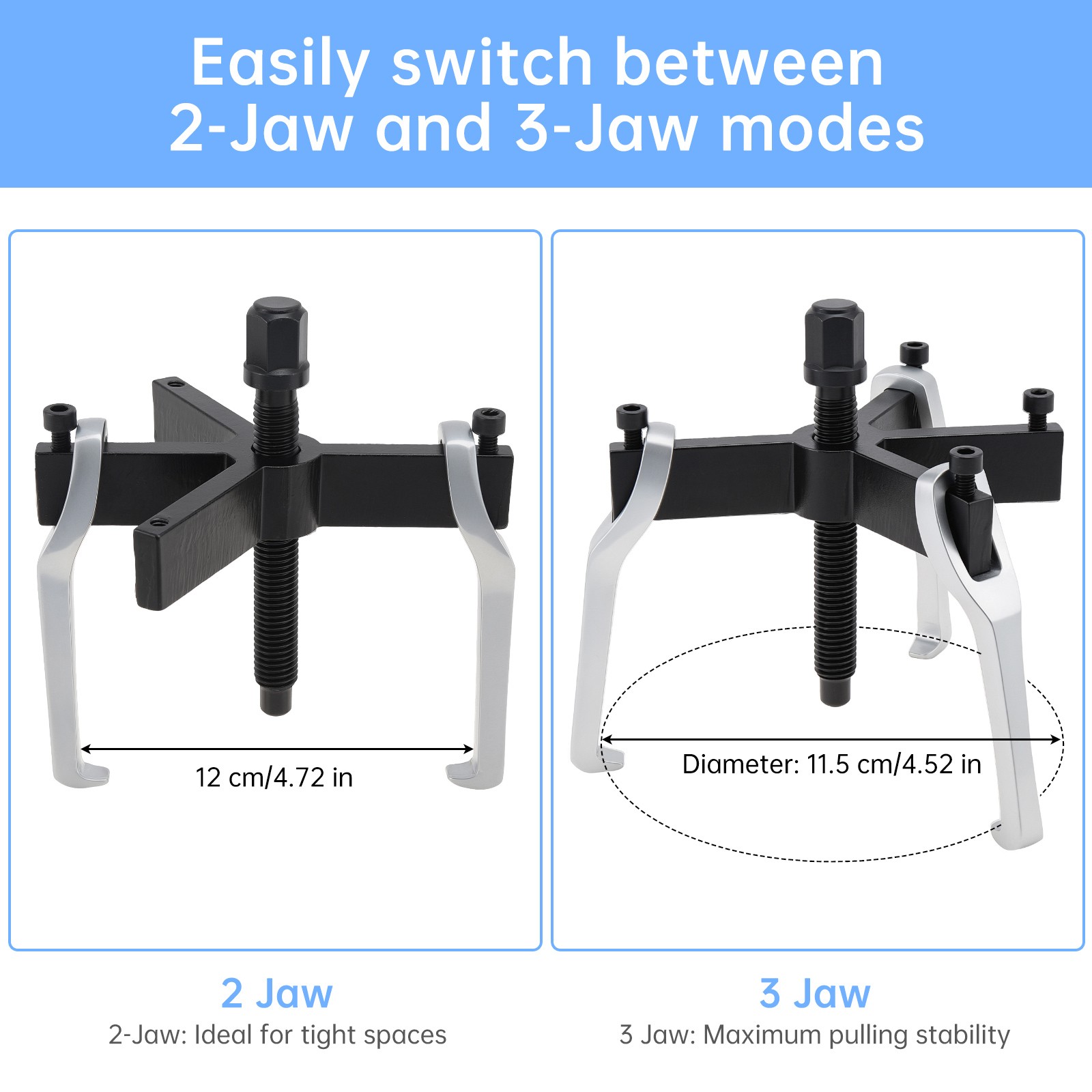 4 Inch Adjustable 3-Claw Bearing Puller for Flywheel Pulley/Gear Bearing Removal