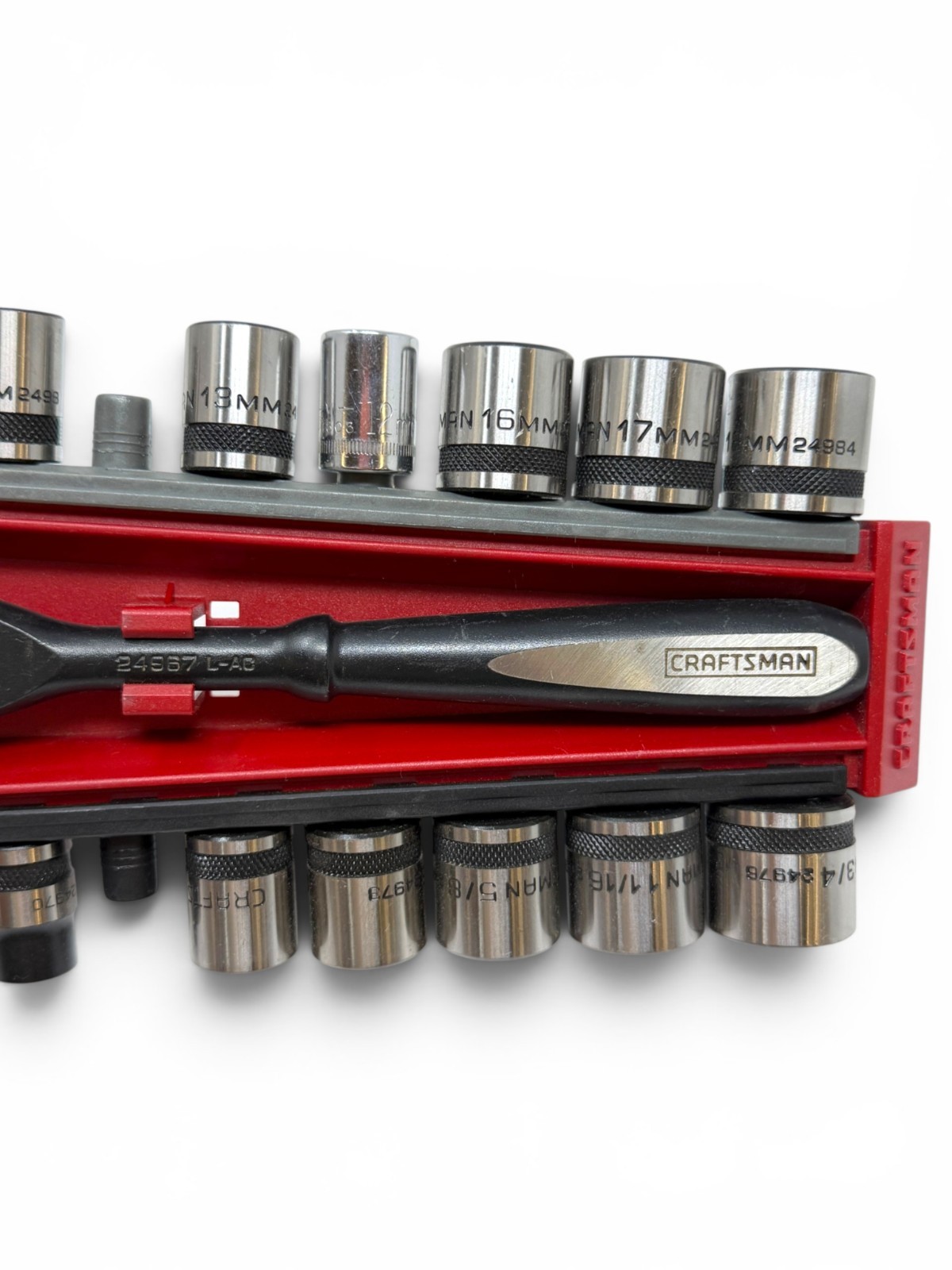 Craftsman 24967 L-AC Universal Ratchet Wrench & Socket Combo Set Lot, 18 Pcs