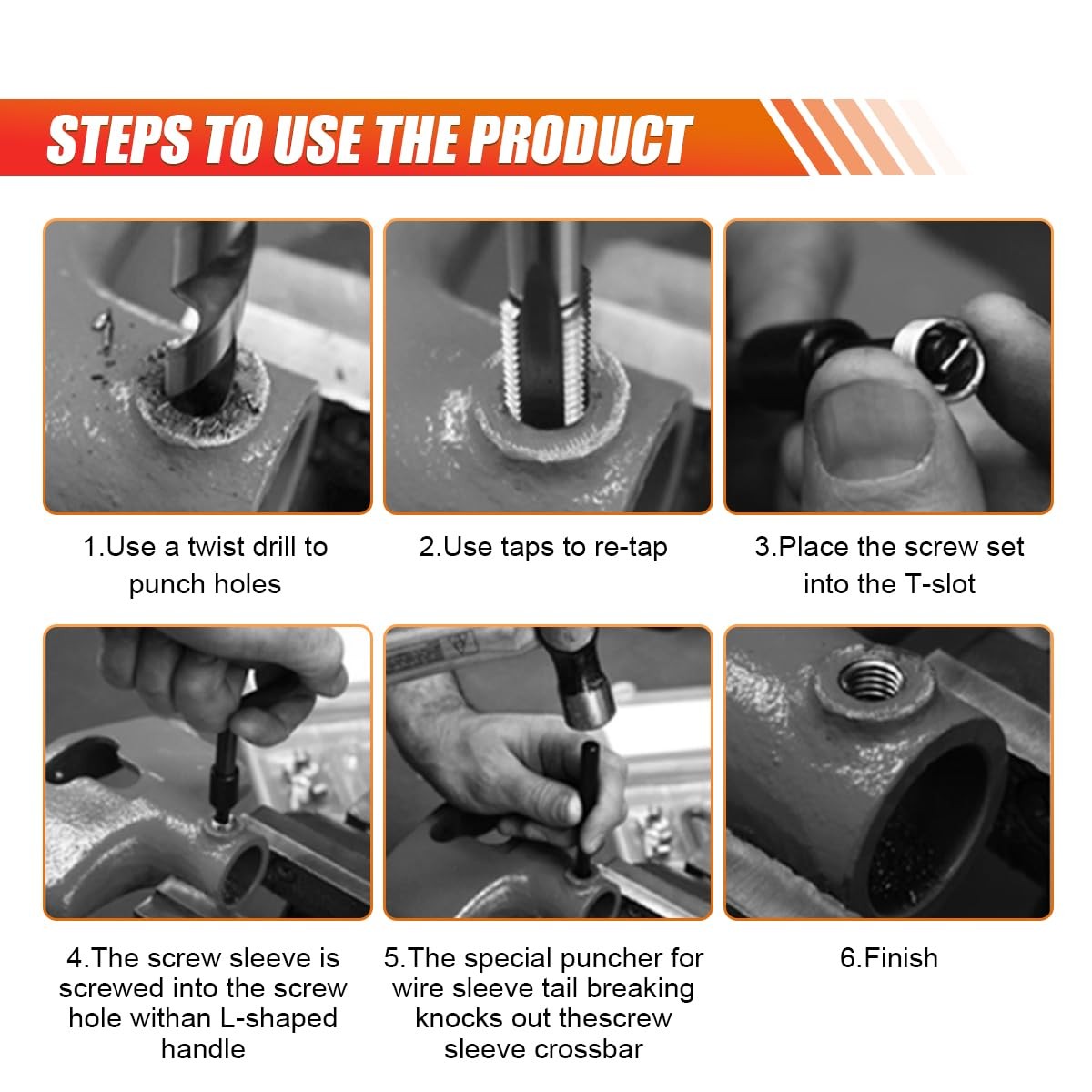 M6x1.0 Thread Repair Insert Kit 30pcs Stainless Helicoil Set Tool Auto Repair/HD