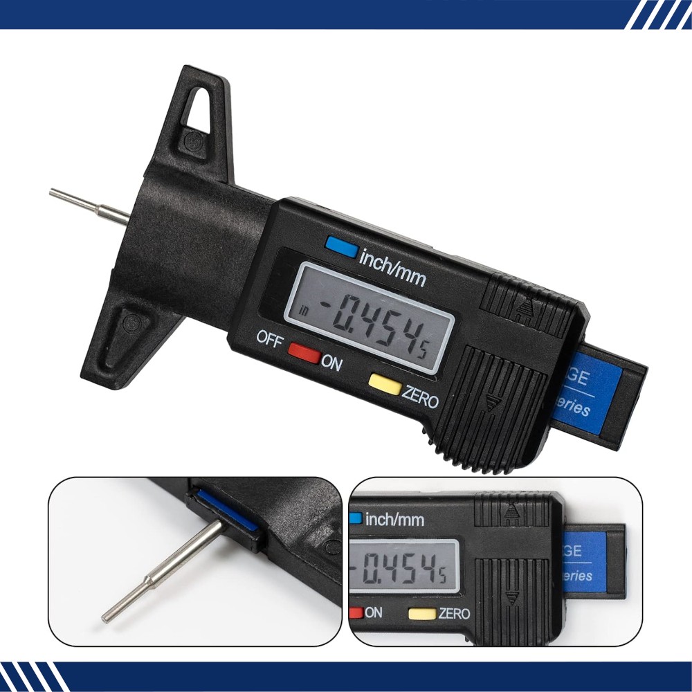 Digital Tyre Depth Gauge Tread Checker LCD Tool For Motorbike Car Van Bike BLACK