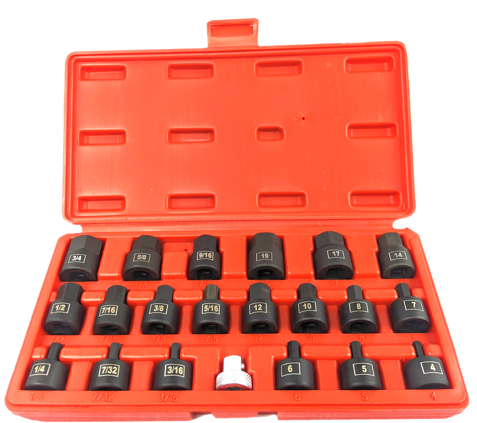 21pc 3/8″ Drive SAE and Metric Hex Low Profile Nano CR-Mo Impact Socket Bit Set