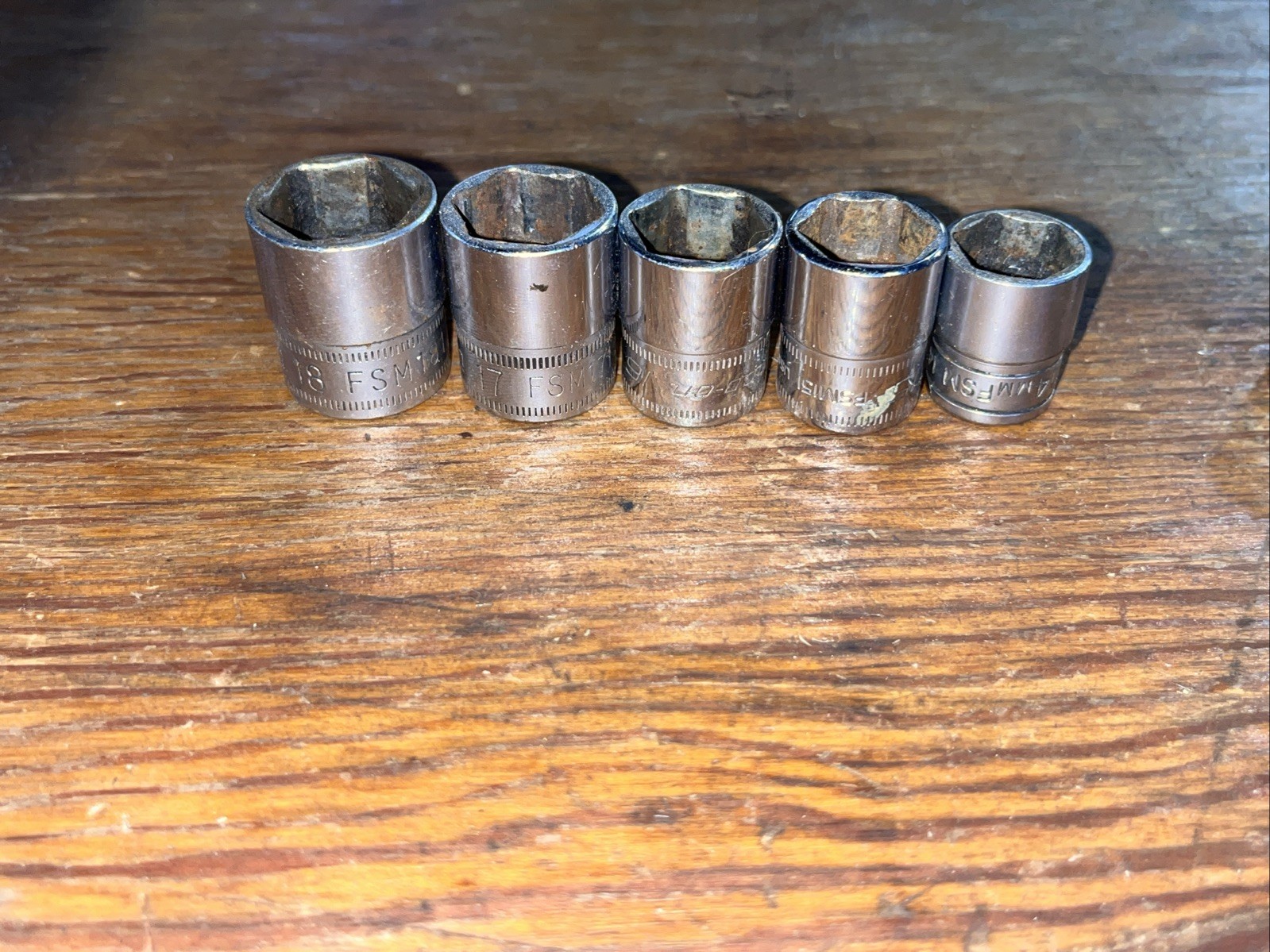 Snap On USA FSM 9 Piece 3/8″ Drive 6pt Metric Shallow Socket Set 9-12, 14-18mm