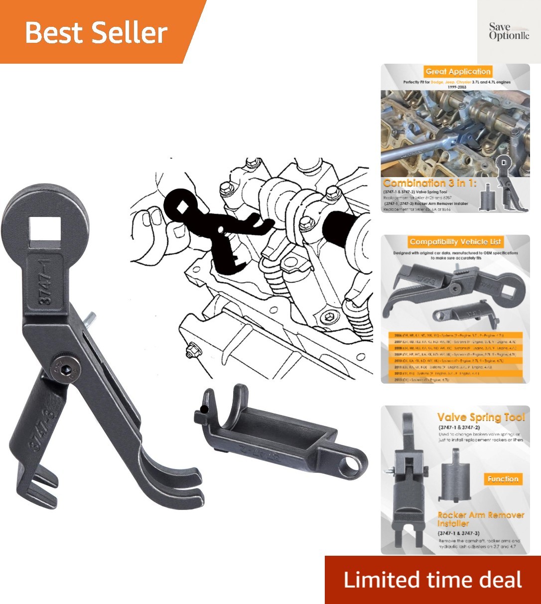 Rocker Arm Remover Installer & Valve Spring Compressor Tool for Chrysler, Dod…