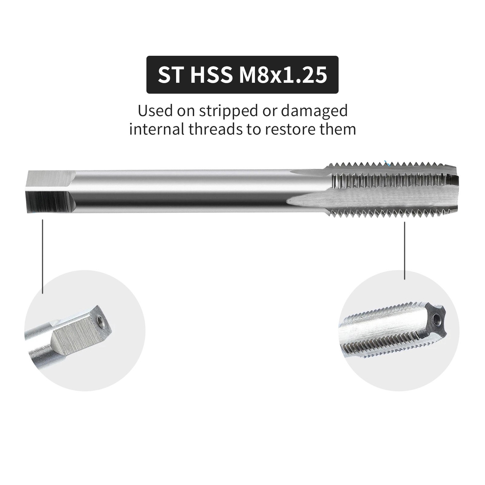 25Pcs M8 x 1.25 Thread Repair Kit for Steel Cast Iron Aluminum with HSS Tap