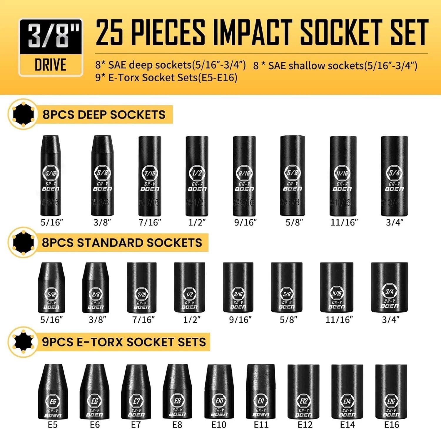 Comprehensive 59-Piece Socket Set: SAE, Metric & E-Torx for Ultimate Precision