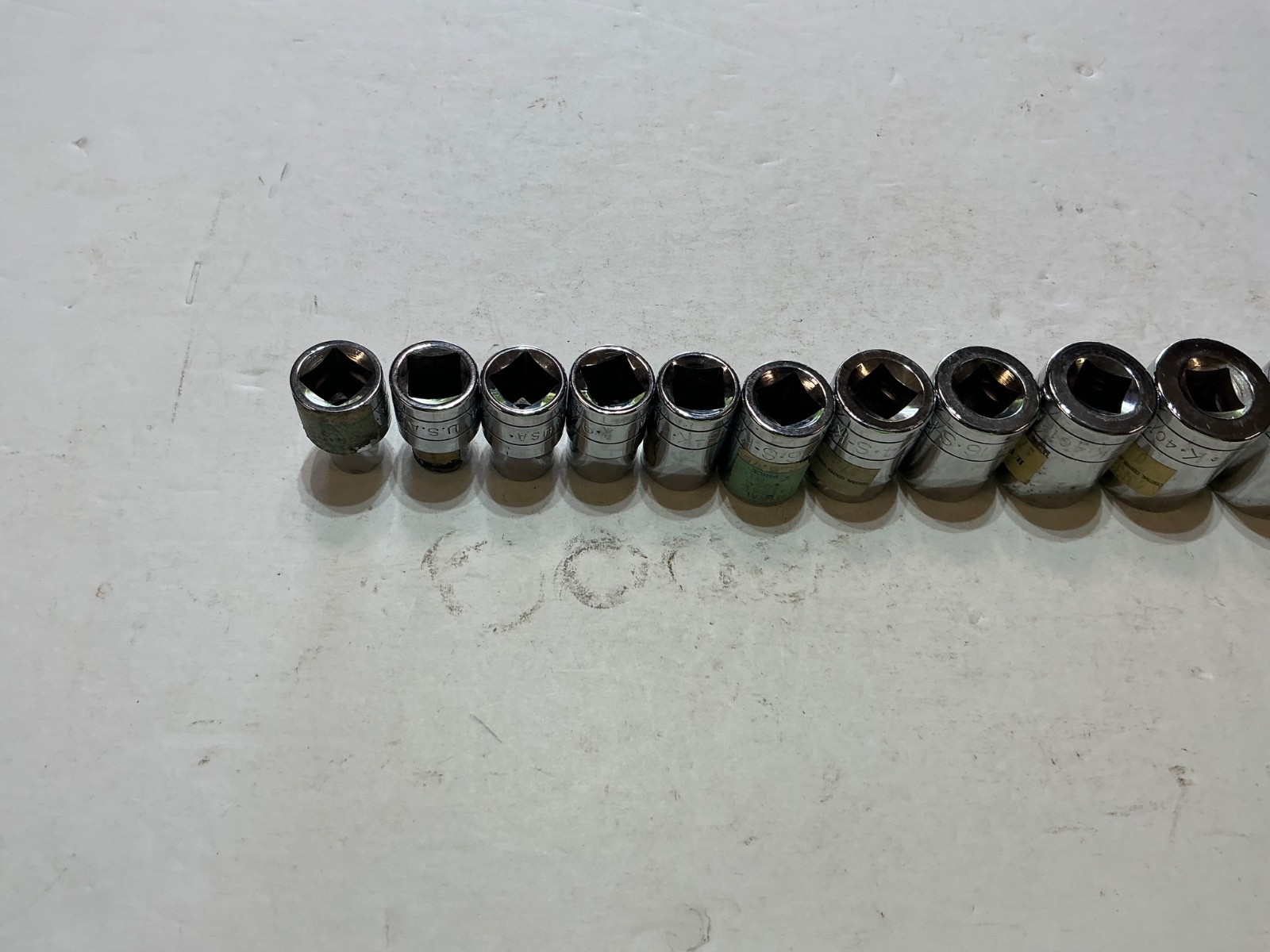 NOS S-K 14 pc 1/2″ drive shallow SAE socket set 6pt&12pt 3/8″-1 1/4″ USA made