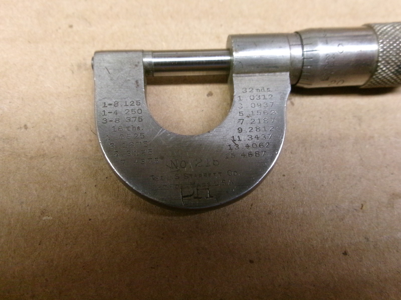 Vintage L. S. Starrett USA 0 – 1/2″ Micrometer No 218