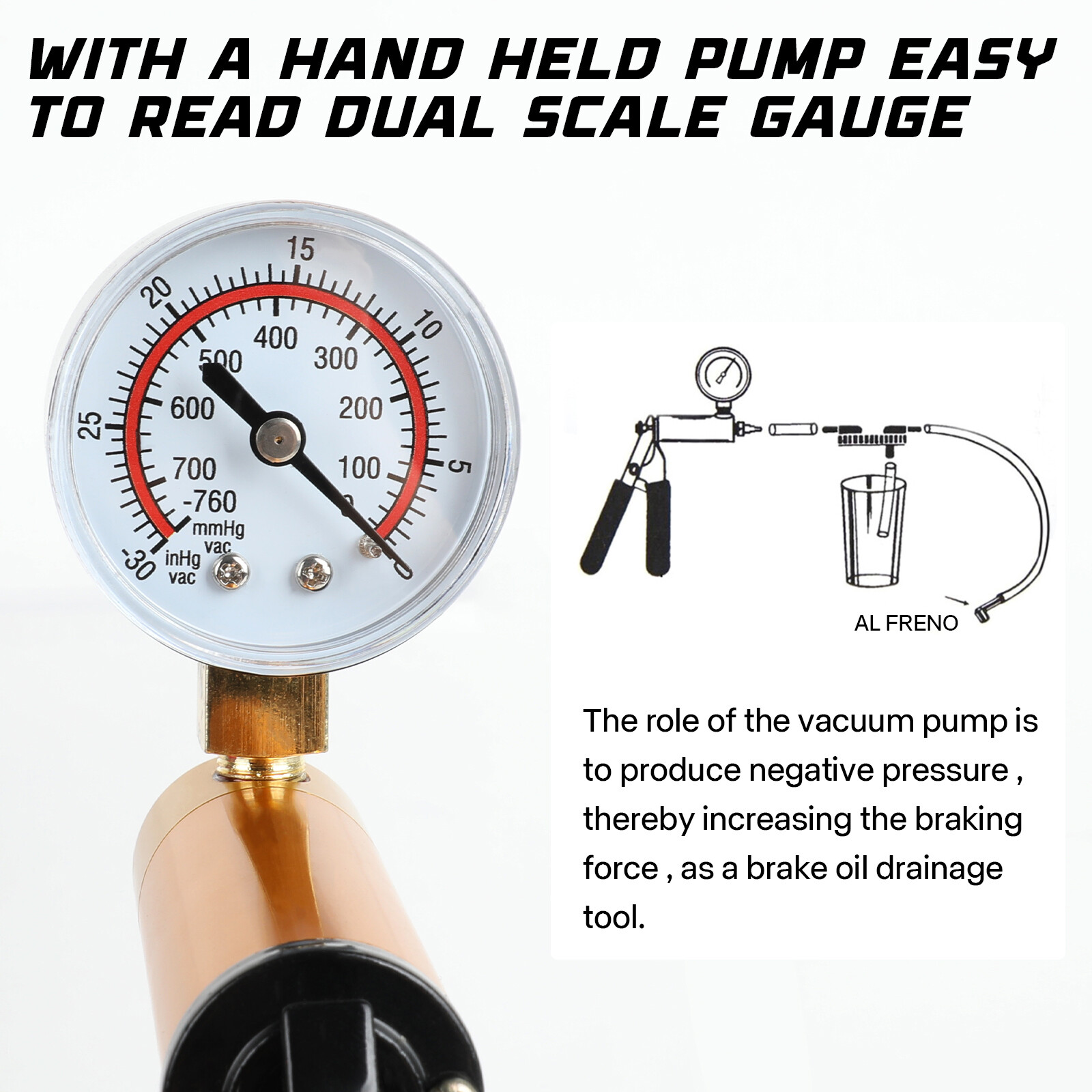 Hand Held Vacuum Pump Pressure Tester Car Brake Fluid Bleeder Bleeding Tool Set
