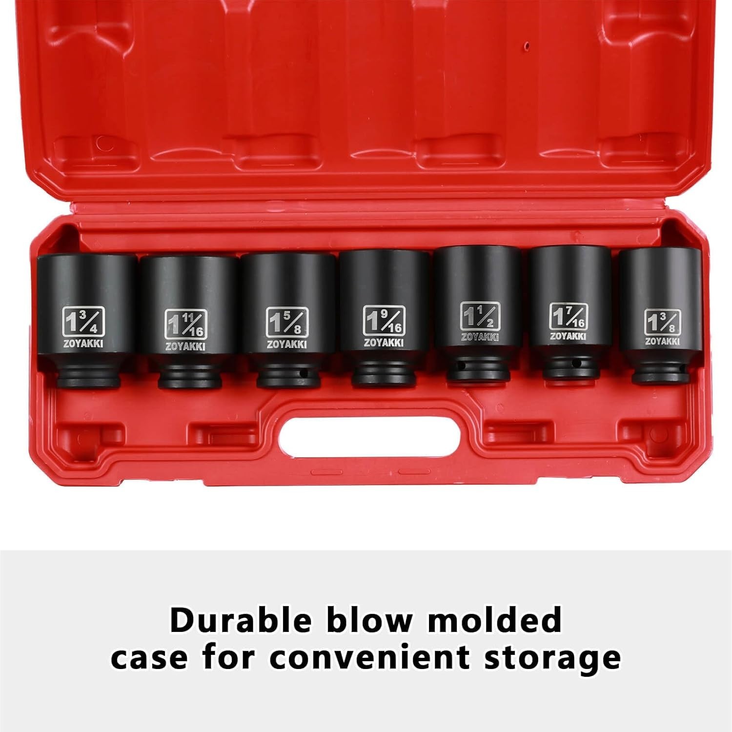 1/2 inch Drive Impact Socket Set 7 pcs SAE Deep 6-Point Chrome Molybdenum Steel