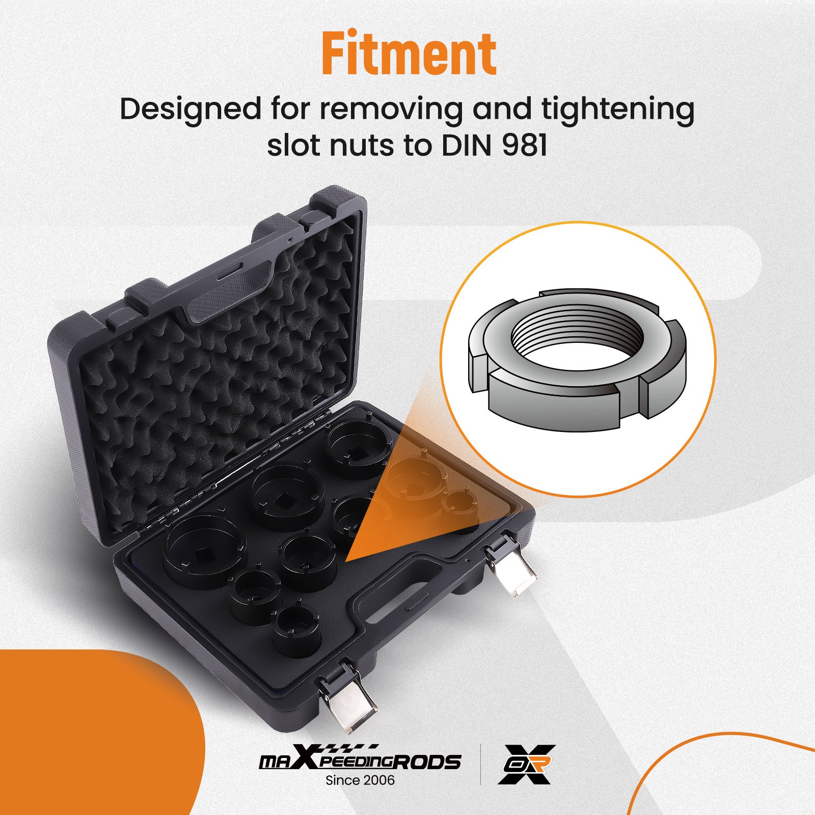 9X 1/2″ & 3/4″ DRIVE GROOVED LOCK NUTS SOCKET SET FOR KM4, KM5, KM6, KM7, KM8