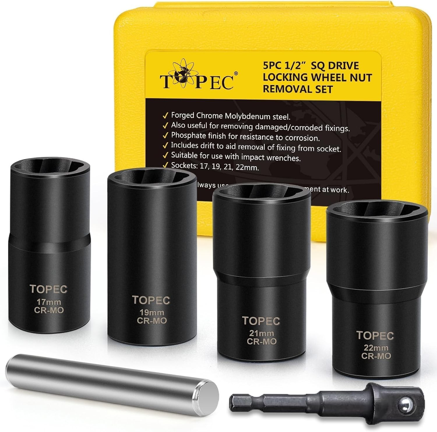 6-Piece Lug Nut Remover Set – Stripped Nut Extractor for Auto Repairs