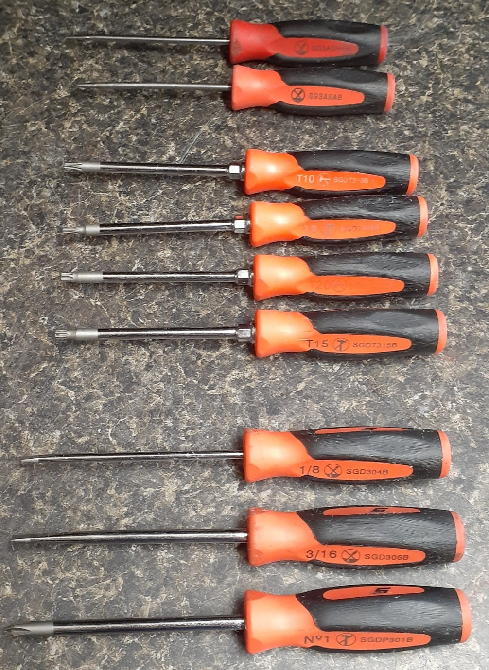 (RI4) Snap-On Tools 9 Piece Screwdriver / Torx Set SGDP301B / SGDT310B