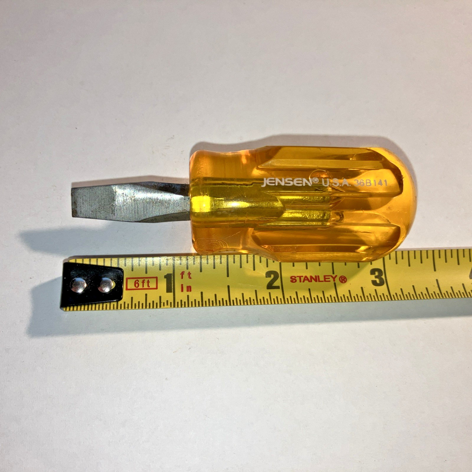 Jensen Stubby 1/4″ Flat Slotted Head Screwdriver 36B141 Made In USA
