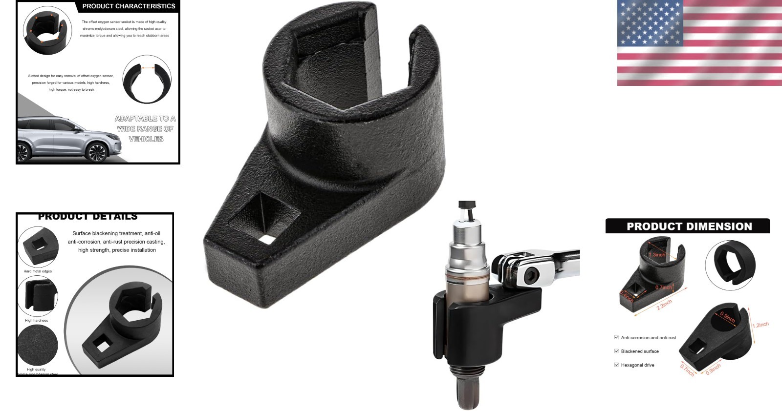 Efficient 3/8-Inch Drive Offset Tool – 7/8-Inch 22mm Oxygen Sensor Wrench