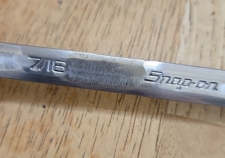 Snap On 7/16″-1/2″ Chrome Low Torque Slime Line Open End Wrench LTA1416