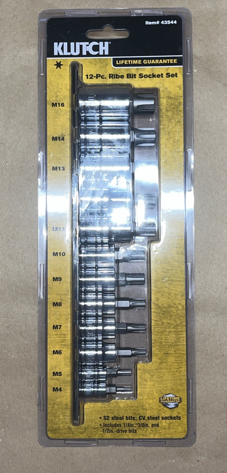 Klutch Lifetime Warranty 43544 12 Pc Ribe Bit Socket Set