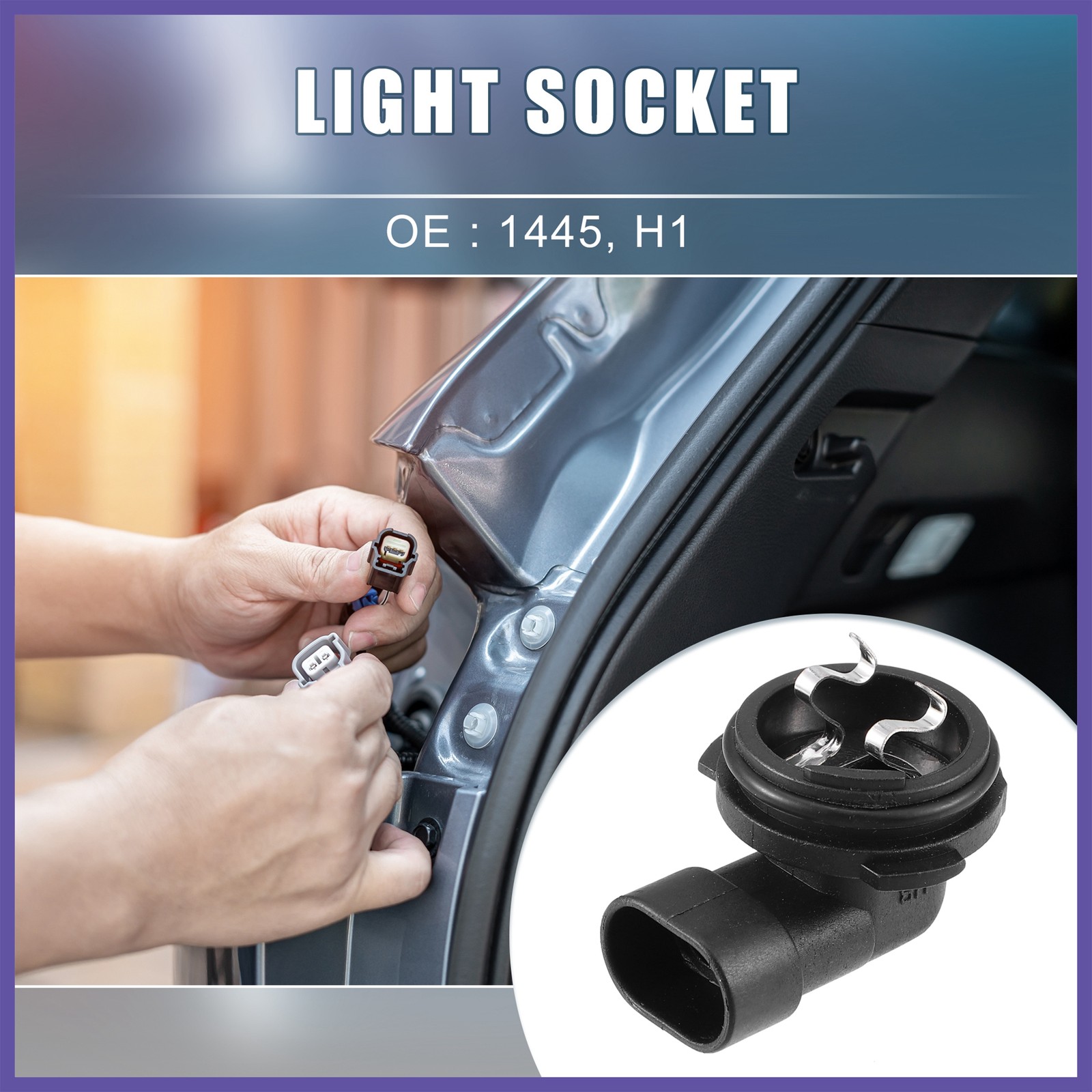 Fog Light Bulb Holder Socket 1445 H1 Fits For Automotive Vehicle Plastic Black