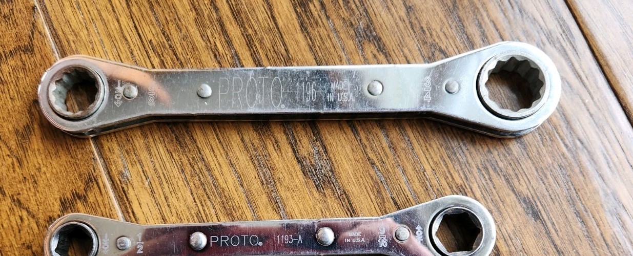 Lot of 2 Proto 6 Pt And 12 Pt Ratcheting Wrenches 1193A & 1196 Made In USA