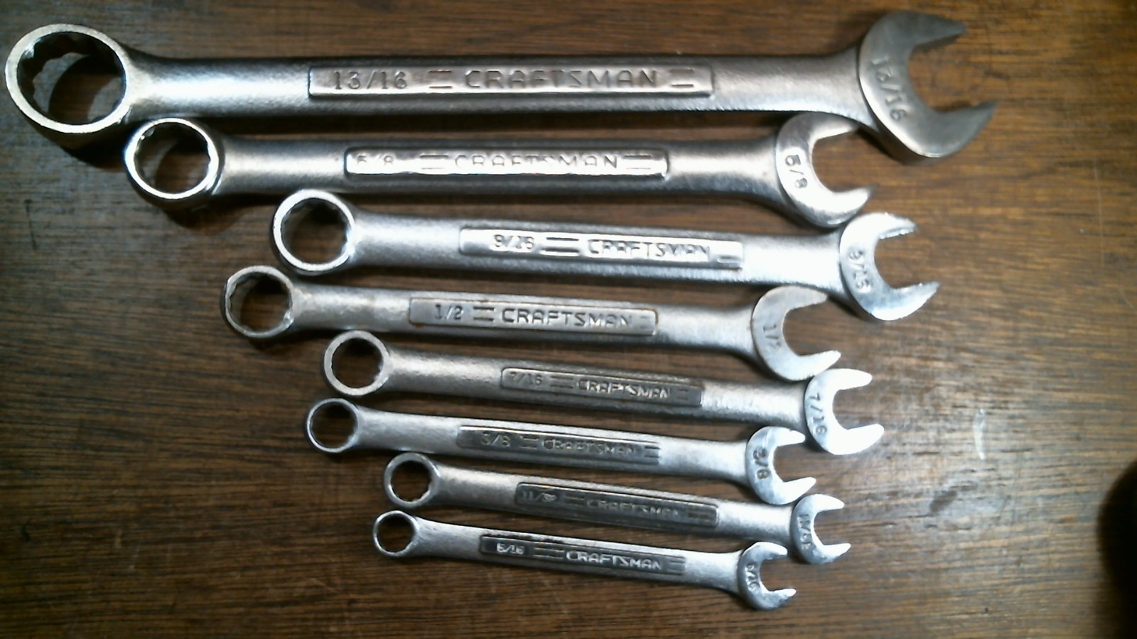 LOT C9 Craftsman USA 8 pc 5/16 TO 13/16 Combination Wrench Set 12 pt CLEAN