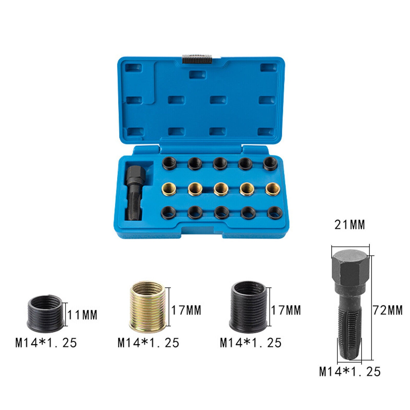 M14 x 1.25 mm Spark Plug Rethread Repair Tap Tool Thread Reamer Inserts Kit SeOS