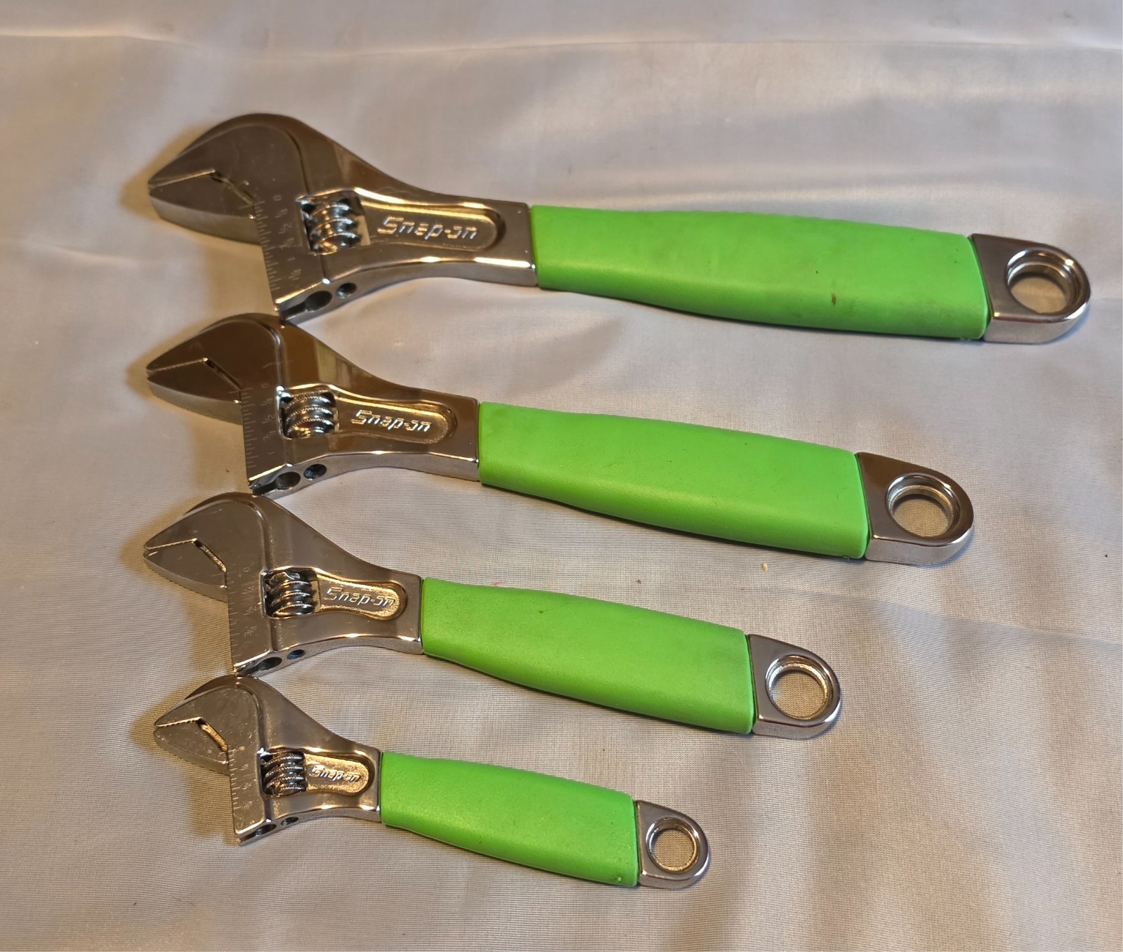Snap-on™ 6″ 8″ 10″ 12″ Green Flank Drive Plus Adjustable Wrench Set Nice!