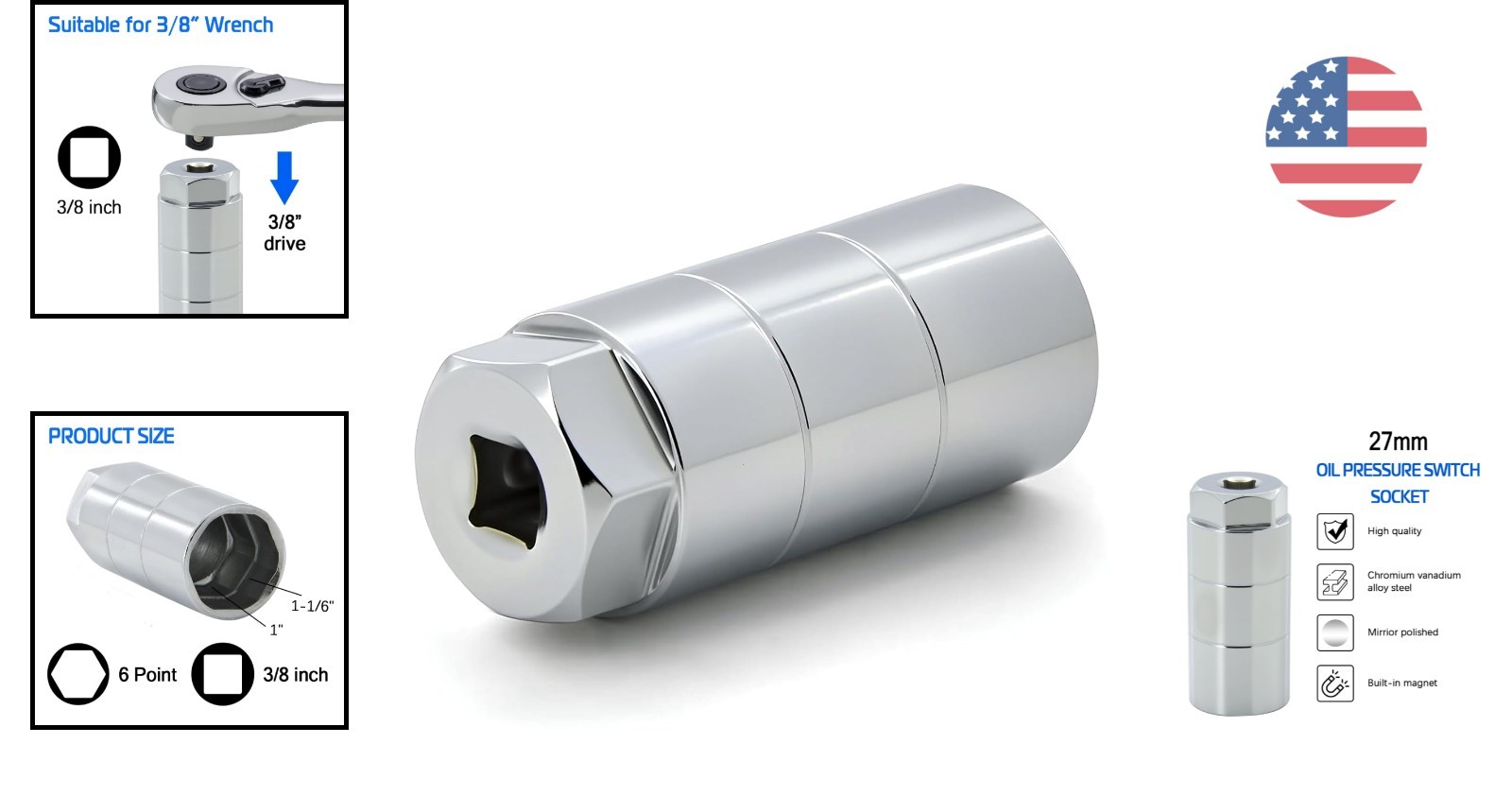 High-Quality Oil Pressure Switch Socket – 1″ & 1-1/16″ Fit for DIY Enthusiasts
